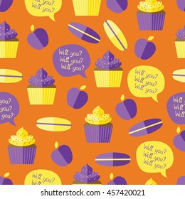 seamless pattern of coffee and macaroon