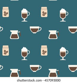 seamless pattern of coffee and mug background design wallpaper for coffee shops 
