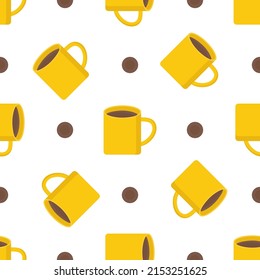 Seamless pattern of coffee mug and chocolate mugs on white background