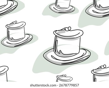 padrão sem emenda com café na tabela lineart vetor illetation.eps