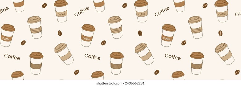 Seamless pattern with coffee paper cup.Coffee background