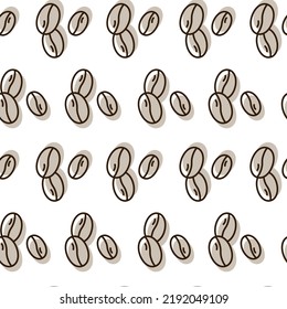 Seamless pattern of coffee. Repeated texture for cafe menu, shop wrapping paper, packaging, online shop background.