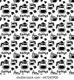 Seamless pattern of coffee and sugar