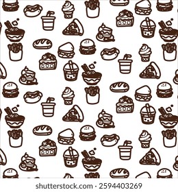 seamless pattern with coffee and sweets