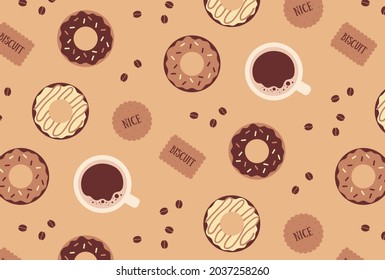 seamless pattern with coffee and sweets for banners, cards, flyers, social media wallpapers, etc.