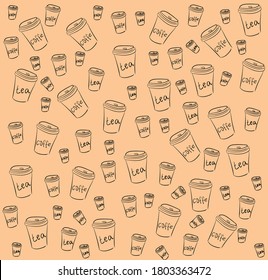 seamless pattern with coffee and tea cups