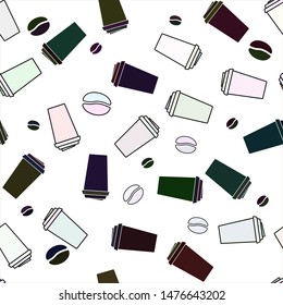Seamless pattern with Coffee and Tea Icons. Vector stock illustration, EPS 10.