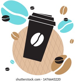 Seamless pattern with Coffee and Tea Icons. Vector stock illustration, EPS 10.
