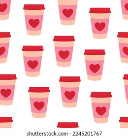 Seamless pattern coffee Valentines day vector illustration