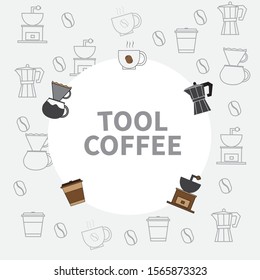 Seamless pattern of coffee, vector background. Cute beverages, hot drinks flat line icons - coffeemaker machine, beans, cup, grinder. Repeated texture for cafe menu, shop wrapping paper