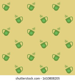 Seamless pattern of coffee, vector background. Cute beverages, hot drinks flat line icons