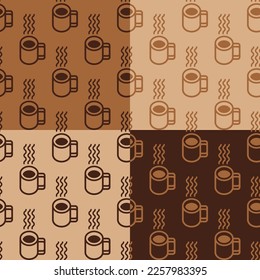 Seamless pattern of coffee. Vector illustration of simplicity hot chocolate cup. Isolated graphic image of coffee mug icon.