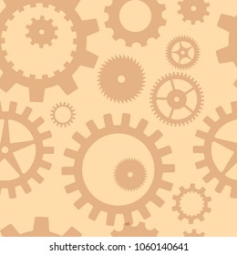 Seamless pattern: Cogs and gears in craft paper style