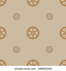 Seamless pattern of cogwheels parts of watch movement. Details clockwork. Motif for background, postcard,  icon, napkins, fabric, textile, insignia, badges, wallpaper, template, pack, paper, poster.