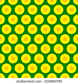 Seamless pattern with coins for Saint Patrick's Day. Design for fashion prints, textiles, wallpaper, wrapping paper.