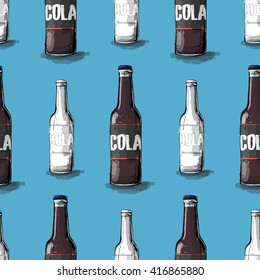 Seamless pattern with cola.