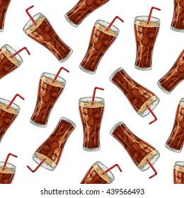 Seamless pattern cola scetch and color