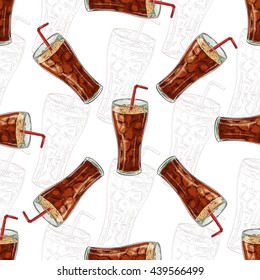 Seamless pattern cola scetch and color