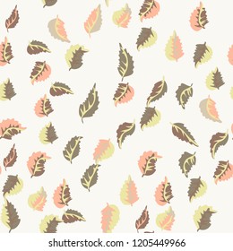 Seamless pattern from cold leaves.  Soft colors. Floral cute background for fabric, cloth design, book covers, manufacturing, wallpapers, print, gift wrap and scrapbooking.