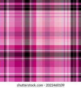 Seamless pattern in cold pink, black and white colors for plaid, fabric, textile, clothes, tablecloth and other things. Vector image. 
