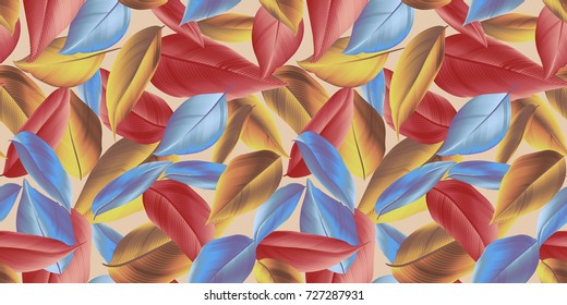 Seamless pattern, collage colorful autumn leaves