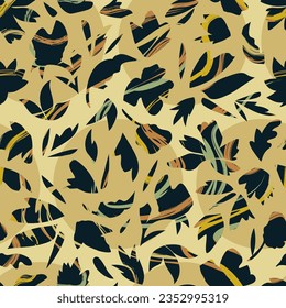 Seamless pattern collage drawing of abstract organic shapes. Application of cutouts of plants on a white background Trendy minimal modern template for design.
