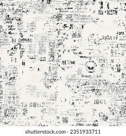 Seamless pattern with collage of newspaper or magazine clippings. Retro style vector background with titles, illustrations and imitation text. Suitable for wallpaper design, wrapping paper, fabric