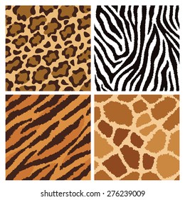 Seamless pattern collection of animal fur textures.