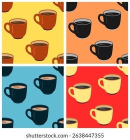 seamless pattern collection with coffee glass objects. suitable for decoration in cafes and restaurants