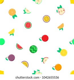 Seamless pattern with collection of fruits slice on white background, vector