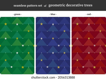 seamless pattern collection of geometric decorative trees