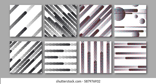 Seamless pattern collection with halftone design. Lines and dotes in Covers with flat geometric background. Trendy Applicable, Geometric Vector illustration.