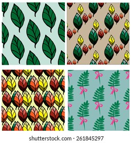 Seamless pattern collection with leaves and branches