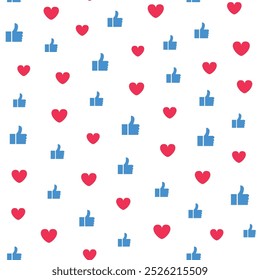 seamless pattern of collection of like icons and heart icons