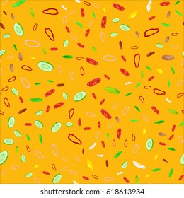 Seamless Pattern Collection mix of fresh sliced vegetable, organic healthy food for cooking background vector illustration
