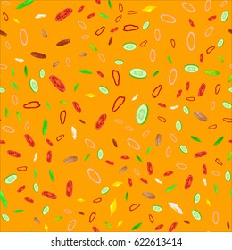 Seamless Pattern Collection mix of fresh sliced vegetable, organic healthy food for cooking background vector illustration