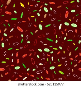 Seamless Pattern Collection mix of fresh sliced vegetable, organic healthy food for cooking background vector illustration