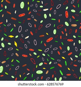 Seamless Pattern Collection mix of fresh sliced vegetable, organic healthy food for cooking background vector illustration