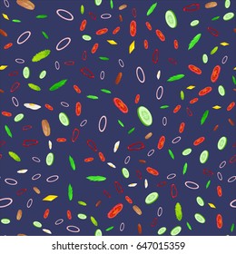 Seamless Pattern Collection mix of fresh sliced vegetable, organic healthy food for cooking background vector illustration