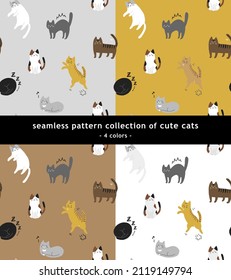 seamless pattern collection of various cats