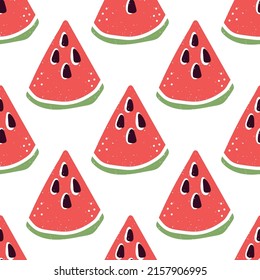 Seamless pattern with coloful watermelon.Vector summer background.Tropical wrapping paper with watermelon.Fabric with watermelon