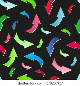 seamless pattern with color arrows on black background