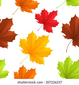 Seamless pattern of color autumn leaves.