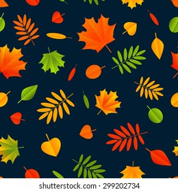 Seamless pattern with color autumn leaves