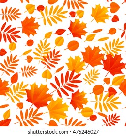 Seamless pattern with color autumn leaves