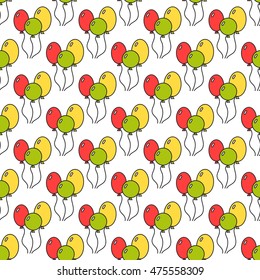 Seamless pattern with color balloons. Festive background. Vector