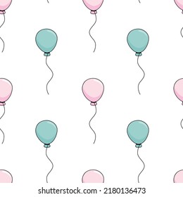 Seamless pattern with color balloons. Isolated on white background. Vector illustration.
