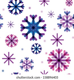 seamless pattern from color beautiful snowflakes