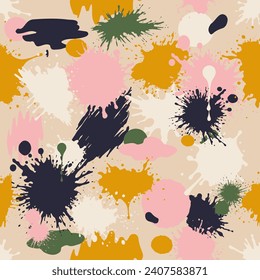 Seamless pattern color blots and splashing, drops