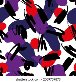 Seamless pattern with color blots. Textile print